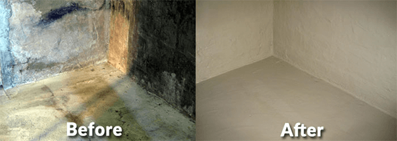 Sanitred-basementwaterproofing-beforeafter